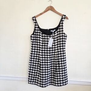 NWT Antonio Melani Macy Wool Blend Houndstooth Dress: Black&Buttercream